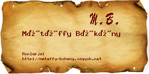 Mátéffy Bökény névjegykártya